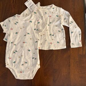 NWT Zara Onesie with Matching Long Sleeve Button down top 12-18 months